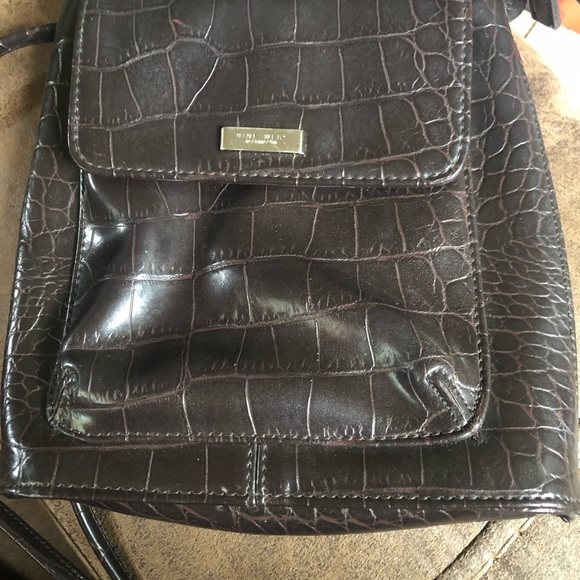 NINE WEST Brown Croc Embossed Crossbody Handbag - Picture 6 of 9